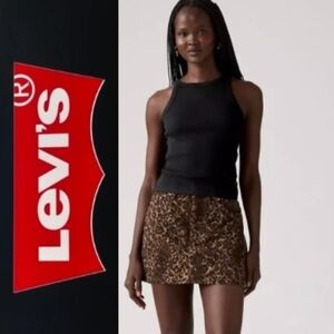 LEVI'S | Cheetah Print Denim Mini Skirt